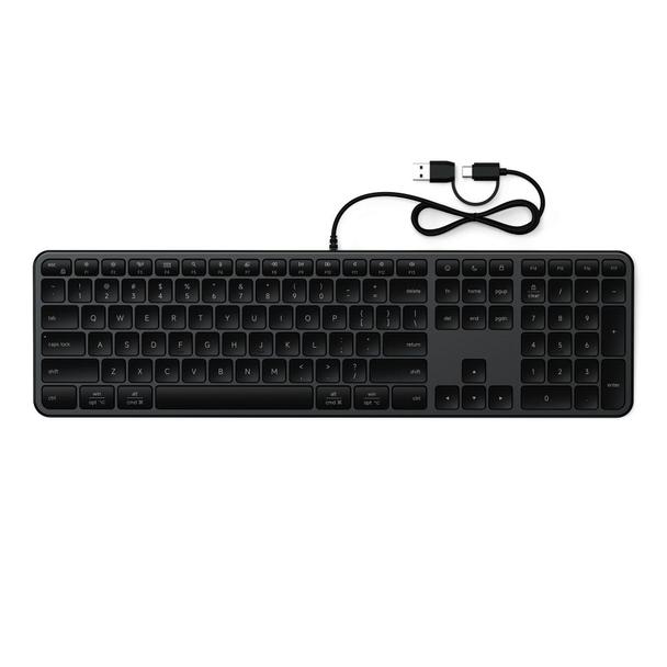 Klawiatura przewodowa USB A/USB C QWERTY Dual (Mac/Windows) Satechi Slim LX3 Wired czarrna