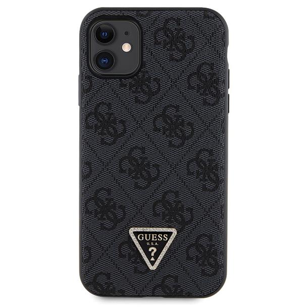 GUESS futerał do IPHONE 11 GUHCN61P4TDSCPK (Leather Metal Logo Strass Crossbody) czarny