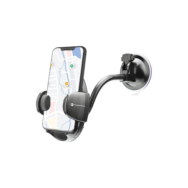 Uchwyt na telefon do samochodu uniwersalny Forcell F-Grip Oval 17 cm do szyby / deski / kratki czarny