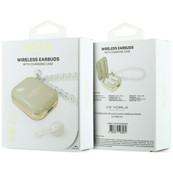 Słuchawki bezprzewodowe douszne GUESS TWS Pearl Strap GUE005326 beżowe