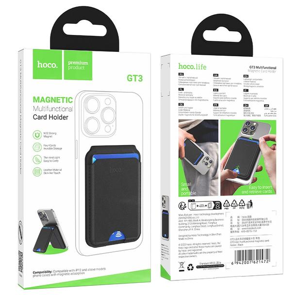 Portfel magnetyczny na karty Hoco zgodny z MagSafe GT3 czarny