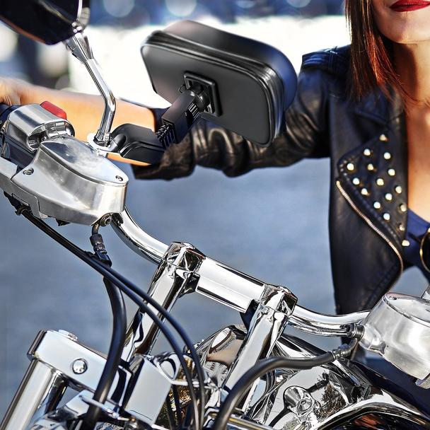 Uchwyt motocyklowy na zamek wodoodporny z daszkiem ( 5,5" - 6,3" ) czarny