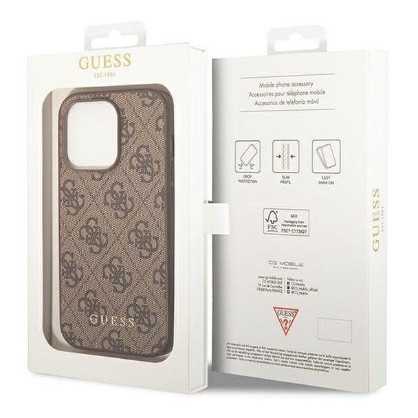 GUESS futerał do IPHONE 14 Pro Max GUHCP14XG4GFBR (4G Gold Logo) brązowy