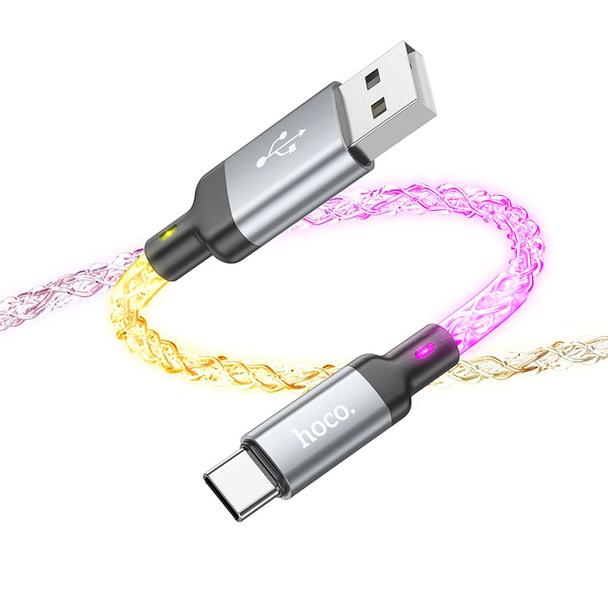 Kabel USB A do USB C Hoco 3A 1 m U112 szary
