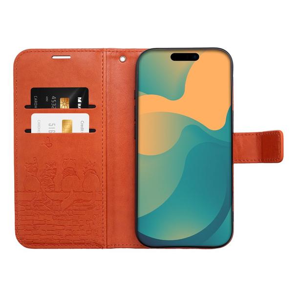 Etui z klapką na iPhone 17 PRO Mezzo Book koty brązowe