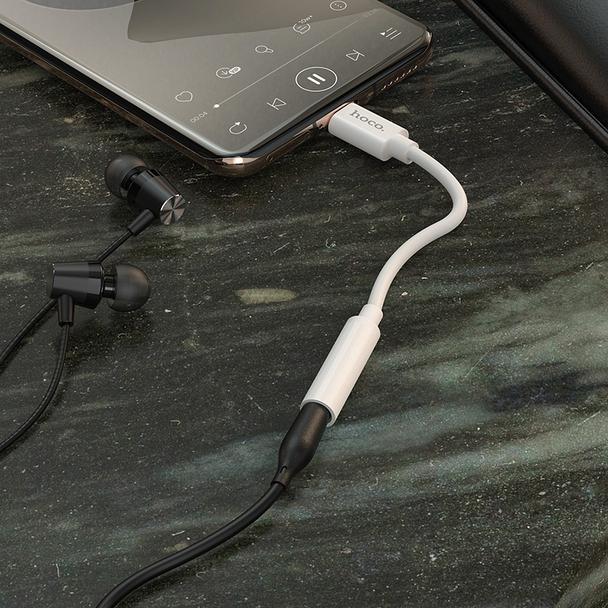 Adapter AUX USB C do Jack 3,5 mm Hoco LS30 biały