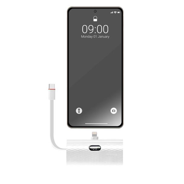 Powerbank Forcell F-Energy Power Plug F5K3 PD 20W 5000 mAh z wbudowanym złączem Lightning biały