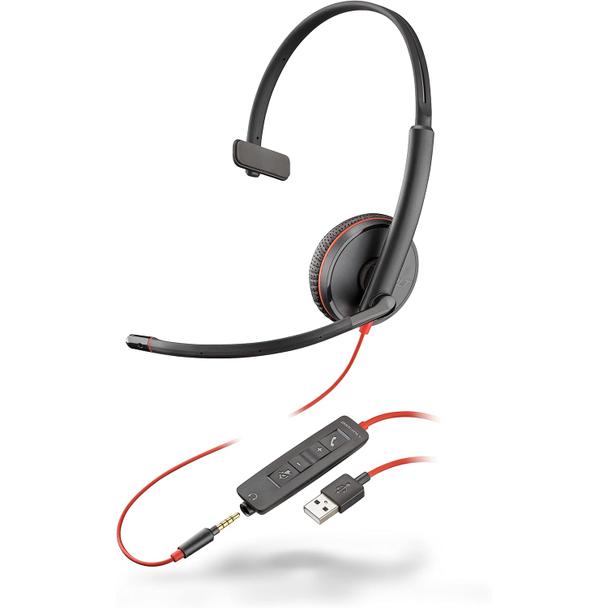 Słuchawki przewodowe nauszne Jack 3,5 mm / USB A Poly Blackwire C3215 czarne