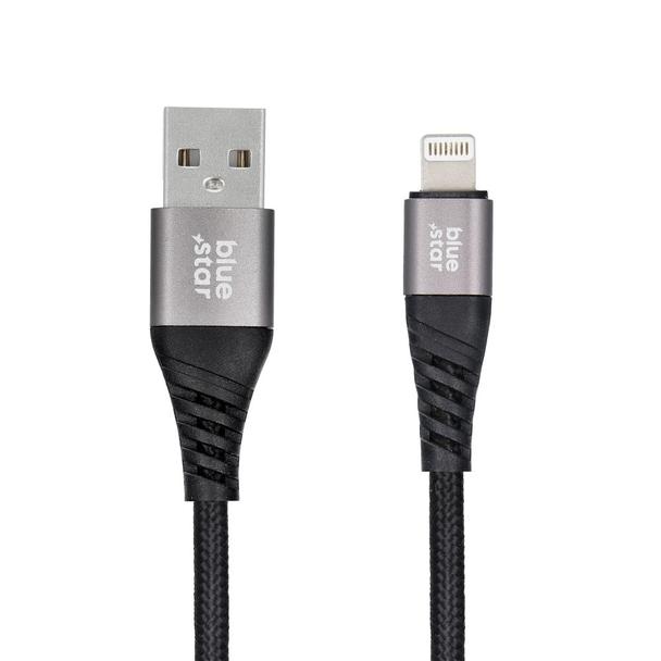 Kabel USB A do Lightning Blue Star 2,4A z oplotem 1,2 m TFK-DC-003 czarny