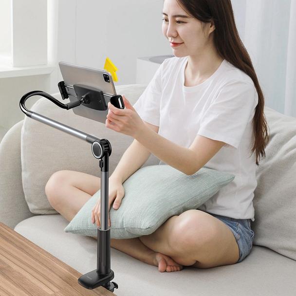 BASEUS uchwyt biurkowy obrotowy regulowany na telefon tablet 4,7" - 12,9" szary