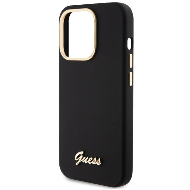 GUESS futerał do IPHONE 15 Pro GUHCP15LSMBSLK (Silicone Script Metal Logo & Frame) czarny