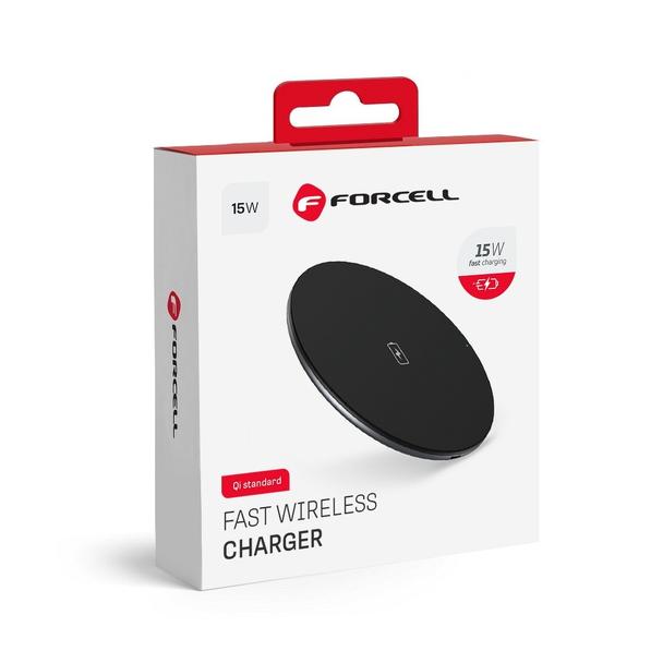 Ładowarka indukcyjna Forcell F-Energy Qi QC 15W + kabel USB C do USB A czarna