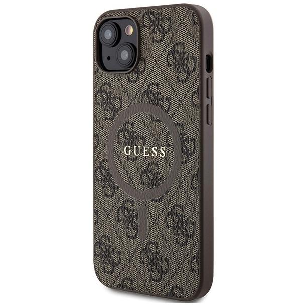 GUESS futerał do IPHONE 14 kompatybilny z MagSafe GUHMP14SG4GFRW (4G Ring classic logo) brązowy
