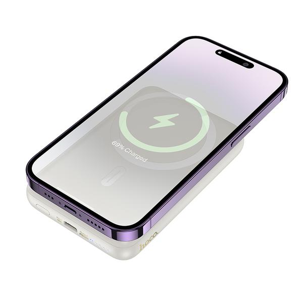 Powerbank zgodny z MagSafe Hoco 10000 mAh QC PD 2A 20W J141 biały