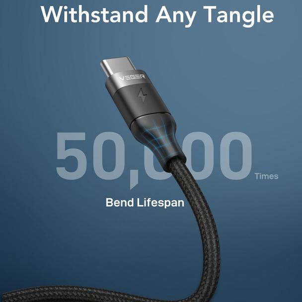 Kabel USB C do USB C VEGER PD 5A 100W 1,5 m CC02 czarny