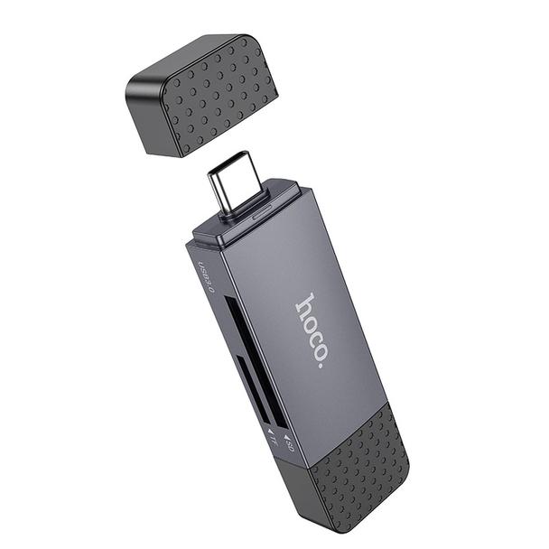 Czytnik kart SD / TF Hoco USB A / USB C 2.0 HB45 szary