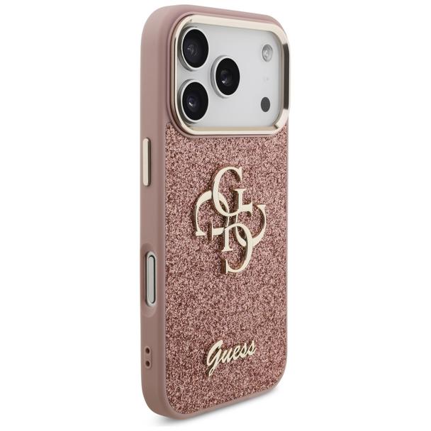 GUESS futerał do IPHONE 17 Pro GUHCP17LHG4SGCP (Fixed Glitter Big 4G Metal Frame) różowy