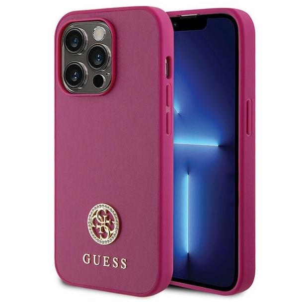 GUESS futerał do IPHONE 15 Pro GUHCP15LPS4DGPP (Strass Metal Logo) różowy