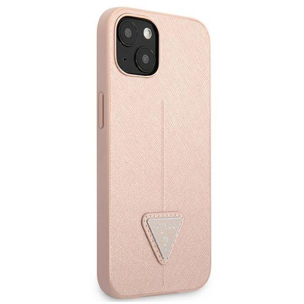 GUESS futerał do IPHONE 13 / 14 / 15 GUHCP14SPSATLP (SaffianoTriangle Logo) różowy