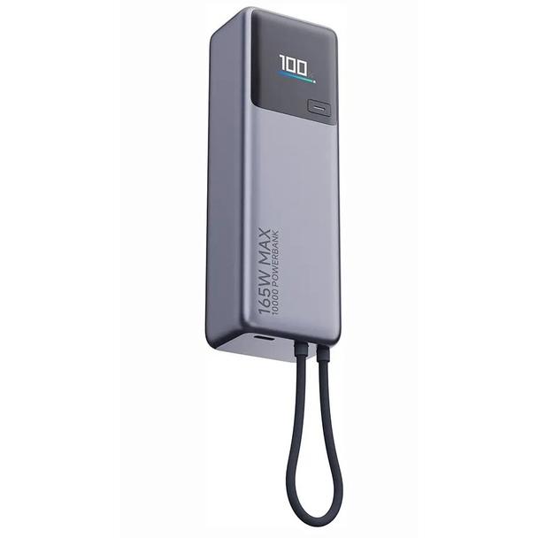 Powerbank Xiaomi 10000 mAh QC PD 165W z wbudowanym kablem USB C PB1165MI z wyświetlaczem LED szary