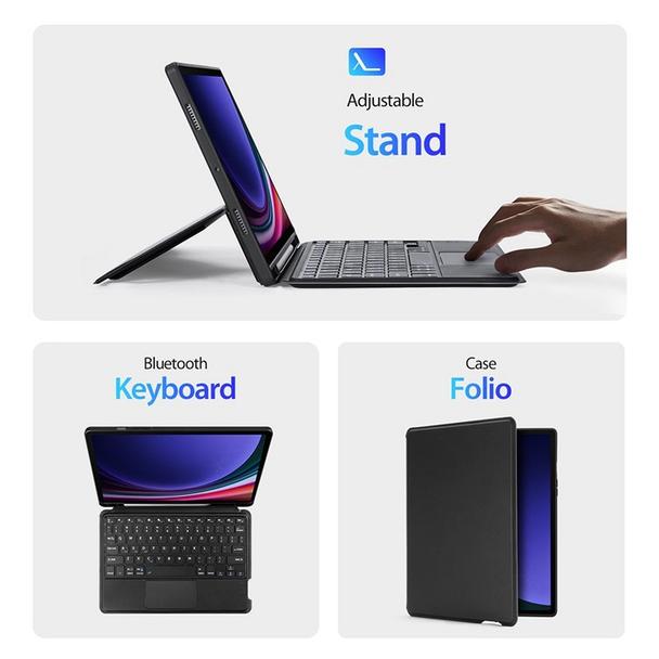 DUX DUCIS etui DK składane z klawiaturą bezprzewodową do SAMSUNG Tab S9/S9FE/S10FE czarne