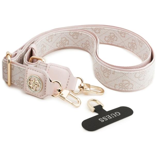 GUESS uniwesalny pasek GUUCNP4DGMP (4G PU Strap Tether Patch Strass Metal Logo) różowy