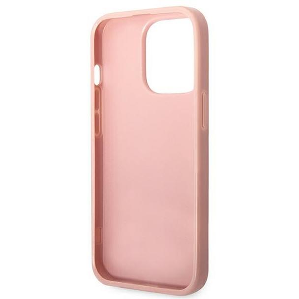 GUESS futerał do IPHONE 14 Pro GUHCP14LHGGSHP (Glitter Flakes Script Metal Logo) różowy