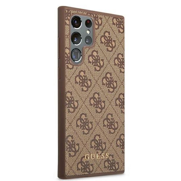 GUESS futerał do SAMSUNG S22 Ultra GUHCS22LG4GFBR (4G Metal Gold Logo) brązowy