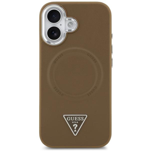 GUESS futerał do IPHONE 17 kompatybilny z MagSafe GUHMP17SPSDTSCMW (PU W/ Triangle Logo) brązowy