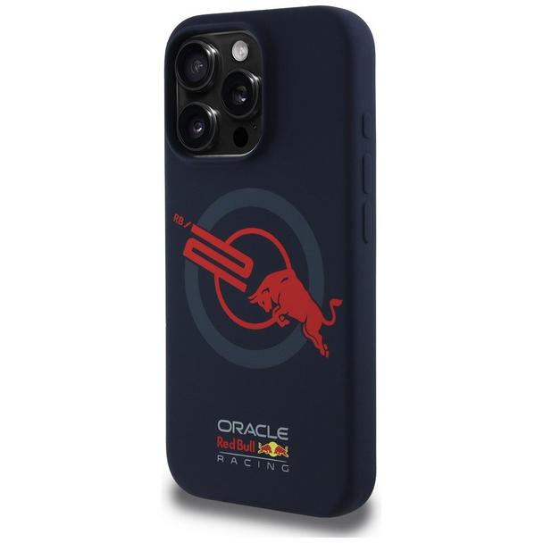 RED BULL futerał do IPHONE 16 Pro kompatybilny z MagSafe RBHMP16L24SIOLVR (Silicone ORBR20 Logo Red Lining) navy