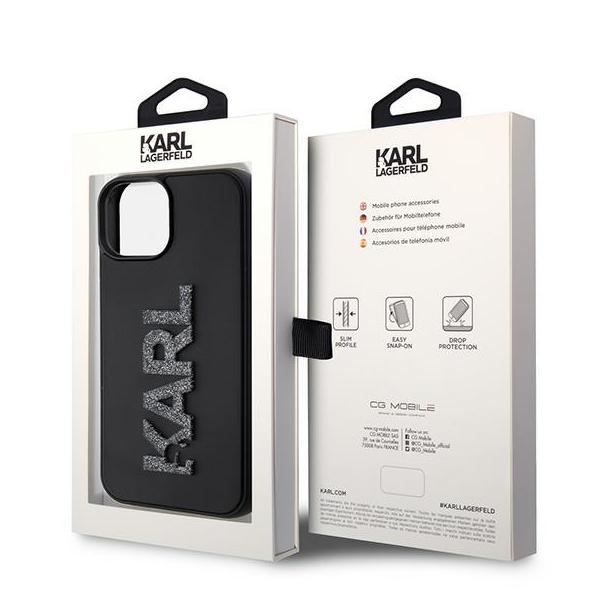 KARL LAGERFELD futerał do IPHONE 15 KLHCP15S3DMBKCK (3D Logo Glitter) czarny