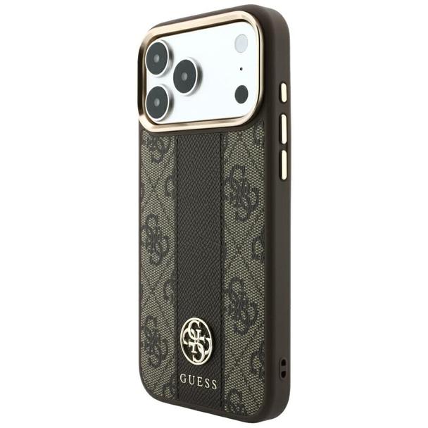GUESS futerał do IPHONE 18 Pro Max/17 Pro Max kompatybilny z MagSafe (Stripe Round and Classic Logos 4G) brązowy