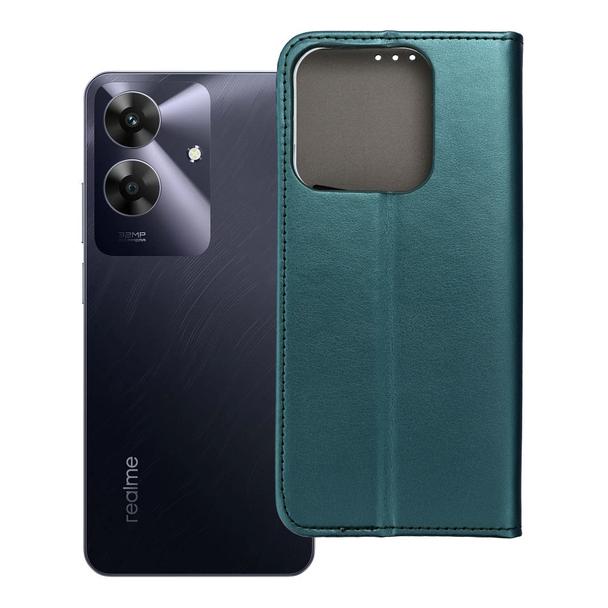 Etui z klapką na Realme NOTE 60 Smart Magneto ciemnozielone