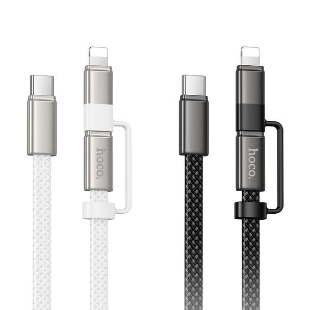 Kabel USB C do USB C/iP Hoco 3A 60W płaski 1 m X125 czarny