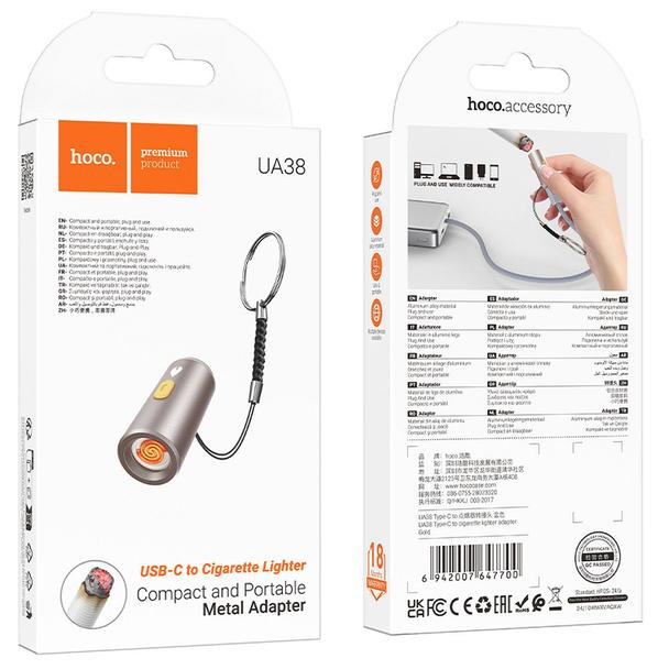 Adapter USB C do zapalniczka samochodowa Hoco UA38 złoty
