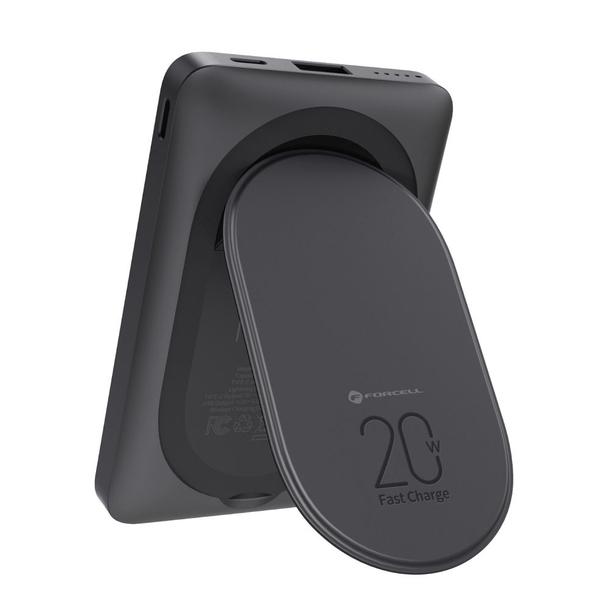 Powerbank zgodny z MagSafe Forcell F-Energy MagStand F10K2 QC3.0 PD 5A 20W 10000 mAh czarny