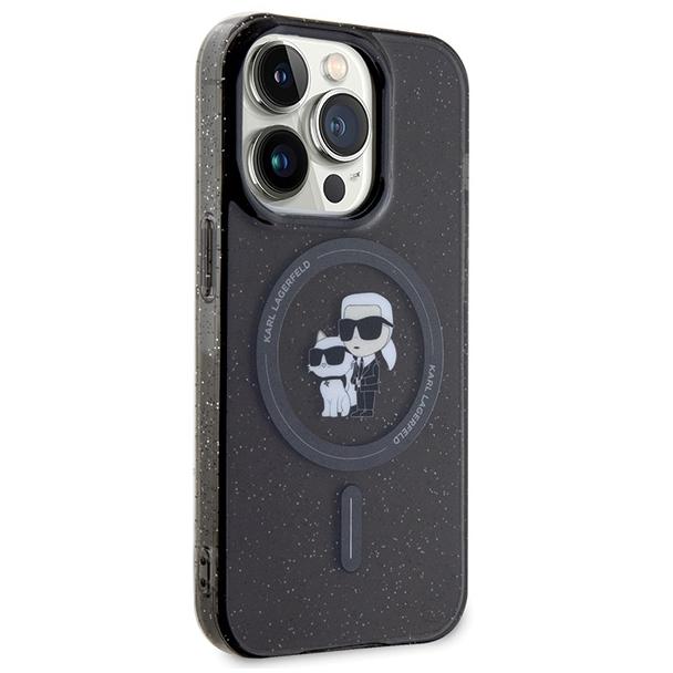 KARL LAGERFELD futerał do IPHONE 15 Pro KLHMP15LHGKCNOK (Glitter + MAG) czarny