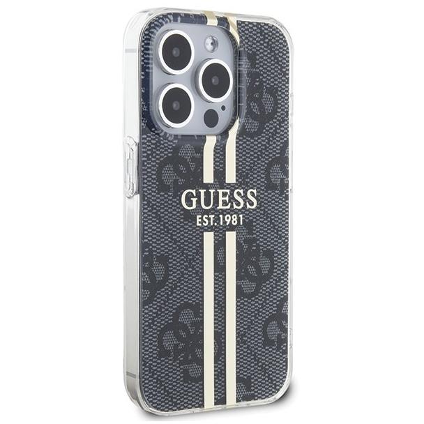 GUESS futerał do IPHONE 15 Pro Max GUHCP15XH4PSEGK (4G Gold  Stripe) czarny