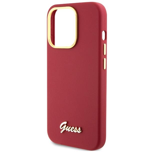 GUESS futerał do IPHONE 15 Pro GUHCP15LSMBSLM (Silicone Script Metal Logo & Frame) magenta