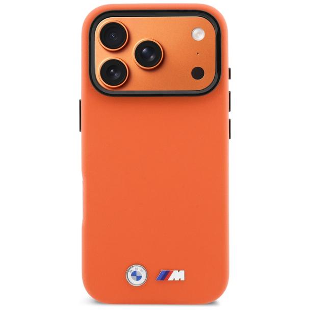 BMW futerał do IPHONE 17 Pro Max kompatybilny z MagSafe BMHMP17X25PFWKCKO (PU W/ Metal Logo) pomarańczowy