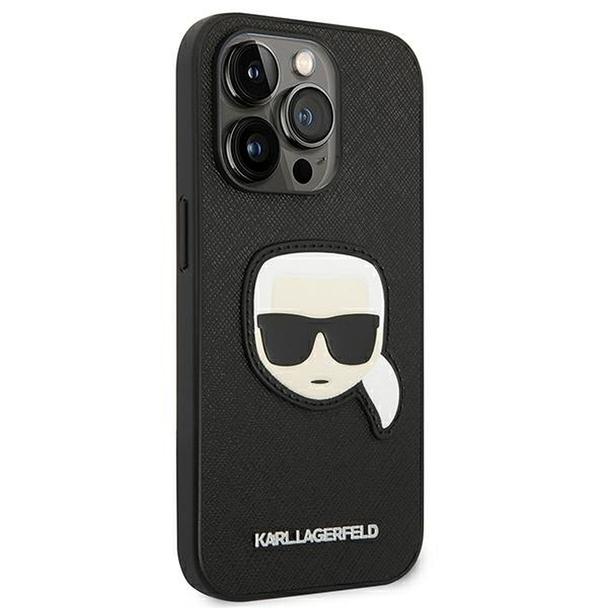KARL LAGERFELD futerał do IPHONE 14 Pro KLHCP14LSAPKHK (Saffiano With Karl Head Patch) czarny
