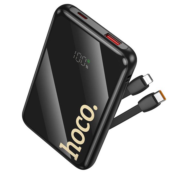 Powerbank Hoco 10000 mAh QC PD 22,5W z wbudowanymi kablami USB C + Lightning Q37 czarny