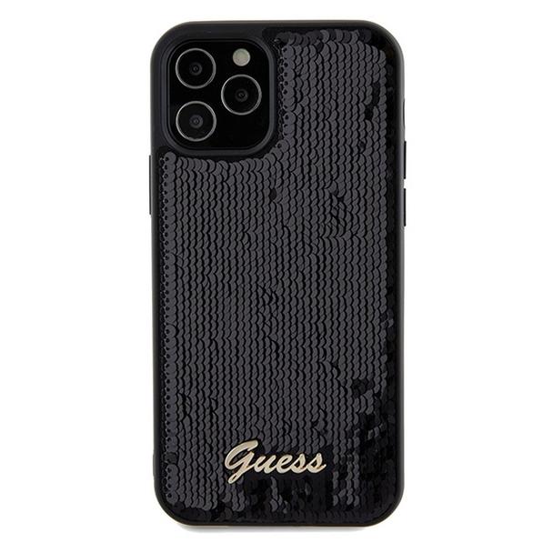 GUESS futerał do IPHONE 12 / 12 Pro GUHCP12MPSFDGSK (Sequin Script Metal) czarny