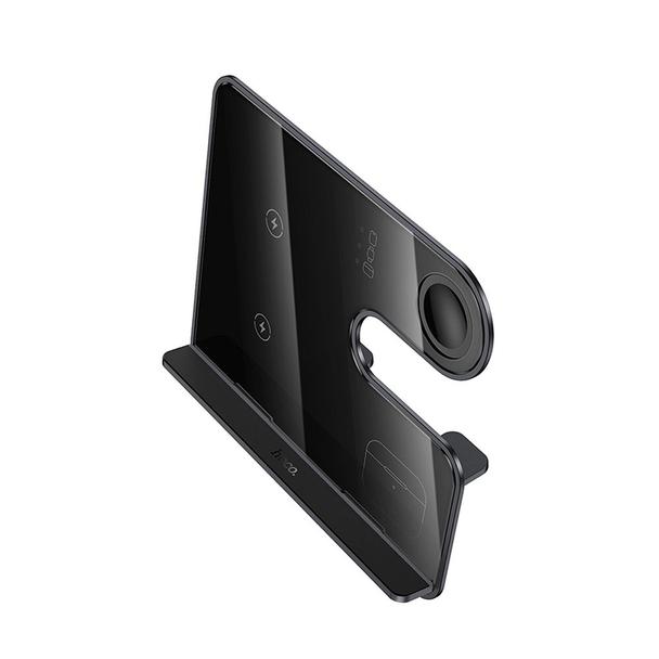Ładowarka indukcyjna Hoco 3w1 15W zgodna z MagSafe i APPLE Watch CQ19 szara