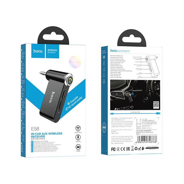 Odbiornik AUX Hoco Bluetooth Jack 3,5 mm E58 czarny