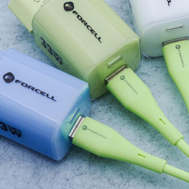 Kabel USB-C do USB-C Forcell F-Energy QC4.0 PD 3A 60W Silicone 1 m C344 zielony