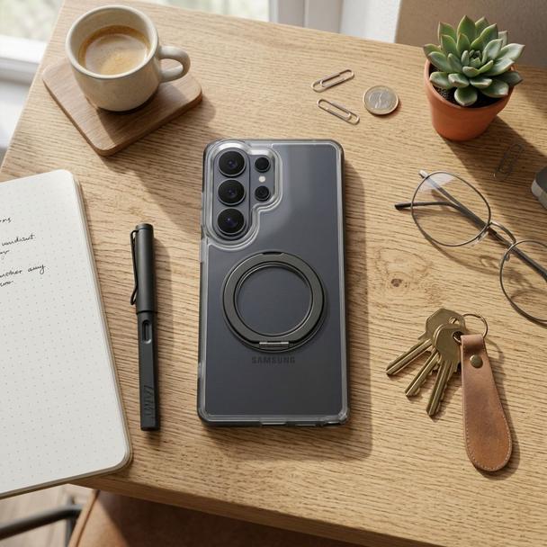 Etui na Samsung A17 / A18 Frame Circle Stand zgodne z MagSafe czarne