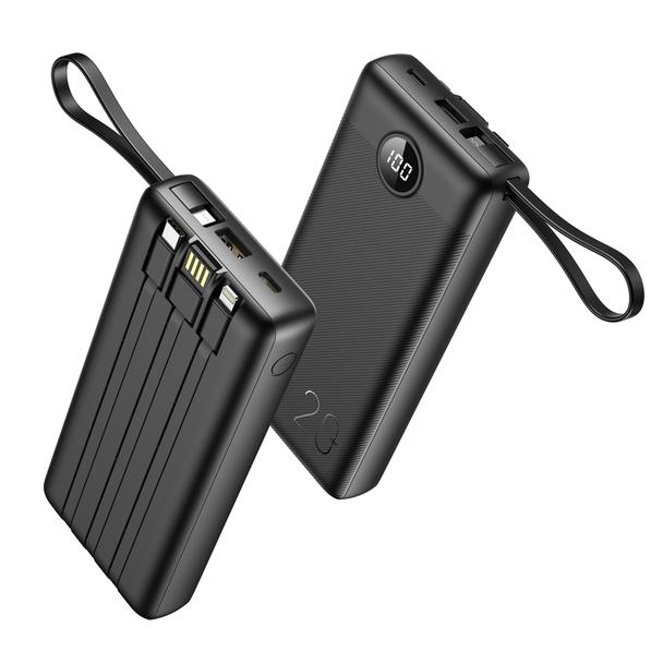 Powerbank Veger C20 (W2047 / W2059) 20000 mAh z wbudowanymi kablami Micro USB / Typ C / Lightning czarny