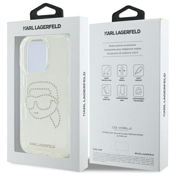 KARL LAGERFELD futerał do IPHONE 16 Pro KLHCP16LHKHDCELT (IML Rhinestones K Head) transparent
