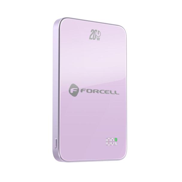 Powerbank zgodny z MagSafe Forcell F-Energy SuperSlim F5K8 QC4.0 PD3.0 15W 5000 mAh fioletowy 0INT